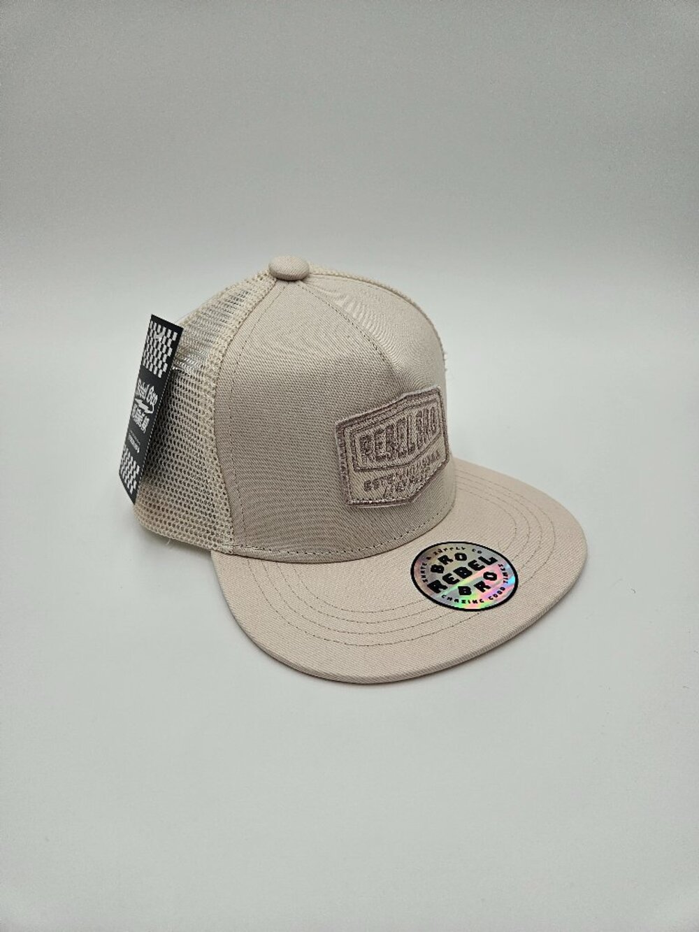 NWT Rebel Bro Headwear Trucker Hat Snapback | Beige | Size Infant